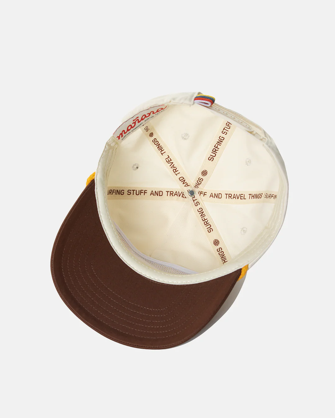 Hibiscus Twill Hat - Off White / Brown - Image 5
